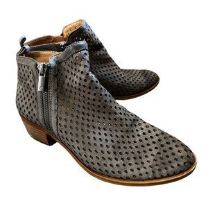 Lucky Brand Suede Ankle Boots with Heels Sz 6.5 Womens Brown Breathable Cut Out